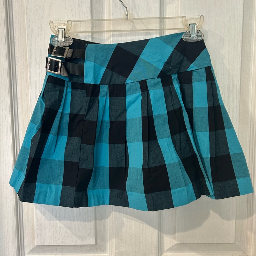 Girls Plaid Skirt with Buckle Detail